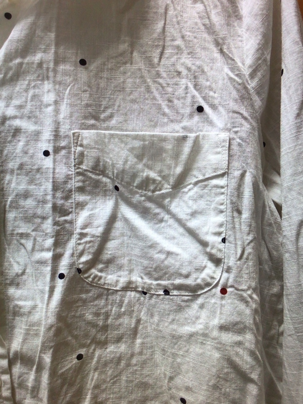 Fat Face White Button-Up Shirt with Navy & Red Polka Dots - Picture 2 of 10